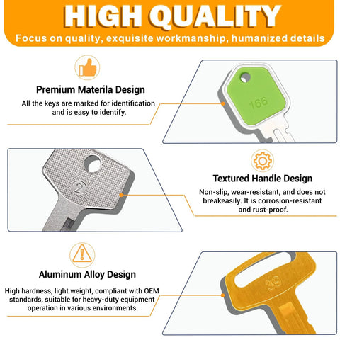 Enhanced 42 Piece Heavy Equipment Key Set featuring textured handle and aluminum alloy design for durability and reliability.