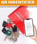 Heavy Equipment Keys Master Set With 50 Ignition Keys For Construction Machines next to QR code manual on smartphone