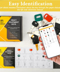 Bulk 25 Piece Heavy Equipment Master Key Set with smartphone and manual displaying key details.