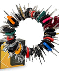 105 Pieces No Duplicate Heavy Equipment Keys Master Set For Construction Machinery on display with packaging box