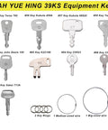 39 Piece Heavy Equipment Keys Master Set For Excavators Dozers Skid Steers Backhoes Forklifts And More showing various key shapes.