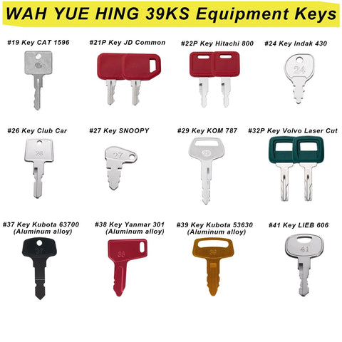 39 Piece Heavy Equipment Keys Master Set For Excavators Dozers Skid Steers Backhoes Forklifts And More with various key models shown