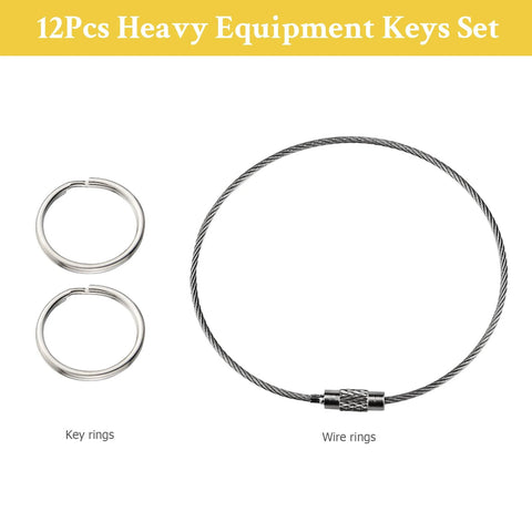 Wire and key rings from Heavy Equipment Keys Master Set with 12 Ignition Keys for Excavators Loaders Backhoes Tractors Dump Trucks Bulldozers and More Compatible with Cat Caterpillar John Deere Komatsu Bobcat Hyster Takeuchi Case Kobelco Lucas New Holland Construction Equipment