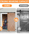 Comparison of 8Ft Box Rail Exterior Barn Door Hardware Kit with 550 lbs capacity versus a 300 lbs capacity model.