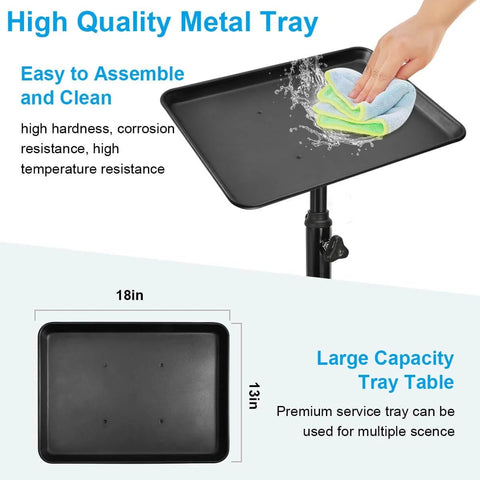 Salon Rolling Tray Cart With Height Adjustable Aluminum Tray Premium Mobile Tattoo Styling Trolley For Beauty Spa Clinic Anti Corrosion Smooth Quiet 5 Swivel Casters, close-up view of tray being cleaned