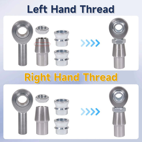 3/4 Heim Joints Rod End Kit with Right and Left Hand Threads, 0.75 Chromoly Suspension and Steering Set components shown separately