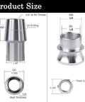 Dimensions of 3/4 Heim Joints Rod End Kit with Right and Left Hand Threads, featuring tube adapters and jam nuts for steering/suspension