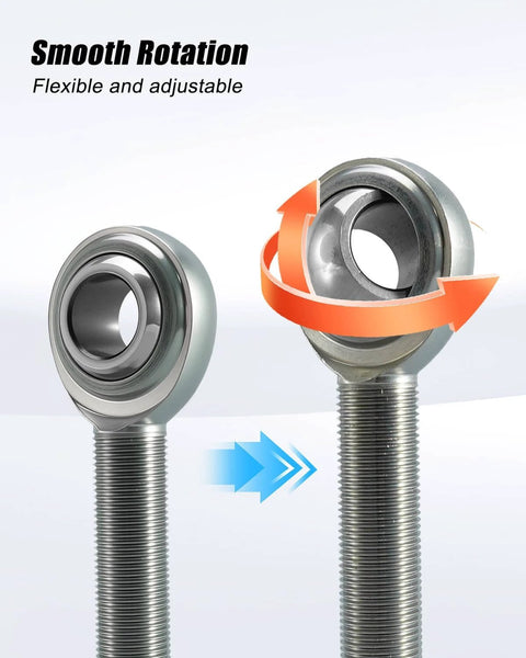 Right hand 3/4 inch Heim joint rod end with jam nut, showing smooth rotation and flexibility, zinc finish for steering and suspension