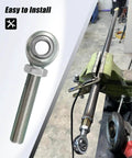 Right hand 3/4 inch Heim joint rod end with jam nut, 3/4 inch bore and 4 inch length, shown in installation setting