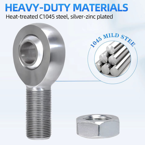 5/8 Heim Joint Rod End Bearing with Jam Nut, RH 5/8-18 Thread x 0.625 Bore Chromoly close-up of heavy-duty materials