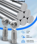 Heat treated chromoly steel rods with 1/2-20 Heim joint rod end kit, economy versions showing tube adapters and jam nuts.