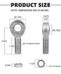 Dimensions of 3/4 Heim Joint Rod End Kit with Left and Right Hand Threads, .750 Chromoly Panhard Joints Set, heavy duty