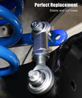 Installed 3/4 inch right hand shank Heim joint rod end with jam nut, 5/8 inch bore, showcasing corrosion resistant finish in suspension link.