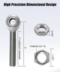 Right hand 3/4 inch Heim joint rod end with jam nut, 3/4 inch bore and 4 inch length, heat treated carbon steel with zinc finish