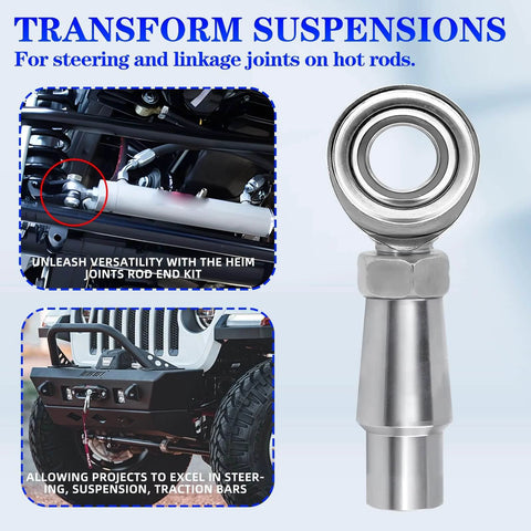 3/8 x 3/8-24 Heim Joint Rod End Kit with RH & LH Threads, Chromoly Joints in suspension setup for hot rods