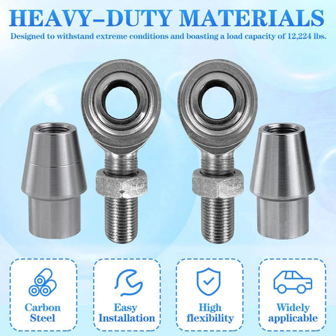 1/2 x 1/2-20 Heim joint rod end kit, chromoly joints with zinc plated finish, shown with spacers and adapters for linkage builds