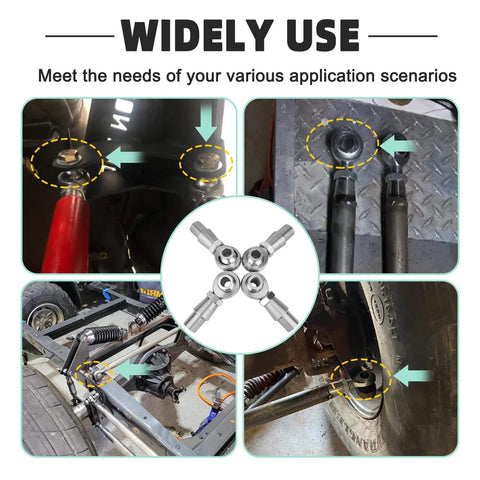 3/4 Heim Joint Rod End Kit with Left and Right Hand Threads, .750 Chromoly Panhard Joints Set installed in vehicle suspension