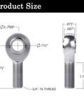 3/4 Heim Joints Rod End Kit with Right and Left Hand Threads, 750 Chromoly Panhard Joints Set dimensions and specifications