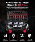 Complete Metric Helicoil Thread Repair Kit 156-piece set from Kolvoii for automotive engines and industrial machinery displayed in case