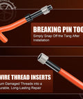 Breaking pin tool and wire thread inserts from Heavy Duty 320 Piece Helicoil Thread Repair Kit With Metric And SAE Inserts For Automotive Engines And Machinery.