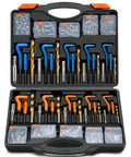 Heavy Duty 320 Piece Helicoil Thread Repair Kit With Metric And SAE Inserts For Automotive Engines, open case view