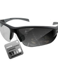Hercules 7 Photochromic Safety Sunglasses With Auto Darkening Lenses ANSI Z87.1, featuring black frame and clear to smoky lenses.