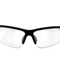 Front view of Hercules 7 Photochromic Safety Sunglasses with Auto Darkening Lenses ANSI Z87.1, featuring clear lenses in black frames.