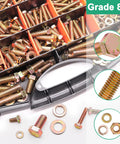 Hex Head Nuts and Bolts Assortment Kit Grade 8.8 With Gold Zinc Plating and Washers, 808-Piece Set