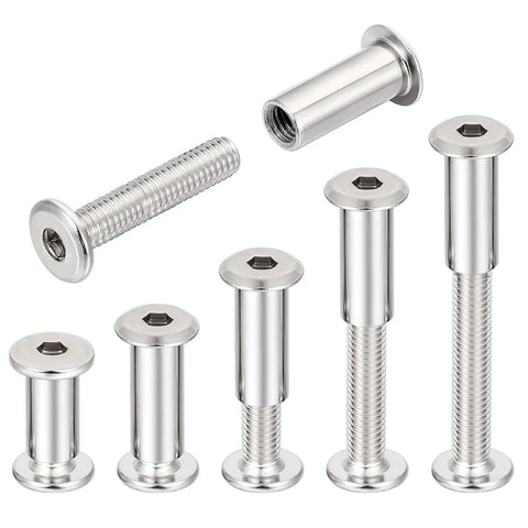 100 Piece M6x30mm Hexagon Nuts And Bolts Assortment Kit with Cap Nuts and Socket Covers for Machine Screws and Furniture Binding