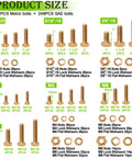 Image showing Metric And SAE Hex Bolts And Nuts Assortment Kit 680 Pieces Grade 8.8 with sizes M4 to 3/8-16 and gold zinc plating.