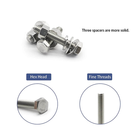 200Pcs Hex Bolts And Nuts Set Assortment Kit Carbon Steel Hardware Screws 7 Sizes One Quarter Twenty To Three Inches with hex head