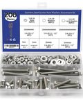 200Pcs Hex Bolts And Nuts Set Assortment Kit Carbon Steel Hardware Screws 7 Sizes One Quarter Twenty To Three Inches in plastic case