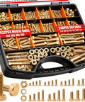 Metric And SAE Hex Bolts And Nuts Assortment Kit 680 Pieces Grade 8.8 With Gold Zinc Plating in storage case
