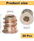 Beefy M4x10mm Carbon Steel Furniture Threaded Inserts Hex Drive Kit For Wood 20 Pcs Fasteners and Connectors product size view