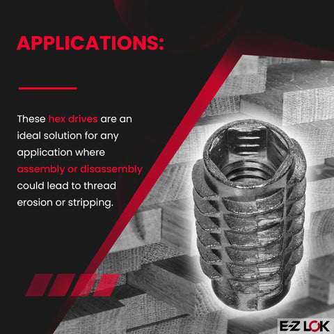 Go-To Knife Threaded Inserts For Soft Wood With Hex Drive Zinc Flush Finish 5/16-18 Internal Threads 0.984 Inch Length Pack Of 25 Built For Ready To Assemble Furniture Drawer Pulls Display Cases Crating