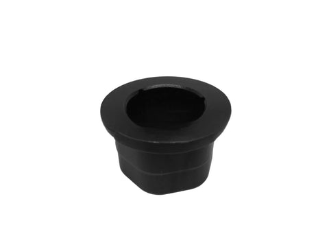 Close-up of a black hex flange bushing, part of the Hex Flange Bushing Replacement For Snow Thrower Eight Pack Includes Bearing And Hardware
