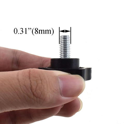 Close-up of hand holding Hex Handle Threaded Knob with Star Bump Grip for M8 16mm posts, featuring 38mm screw length.