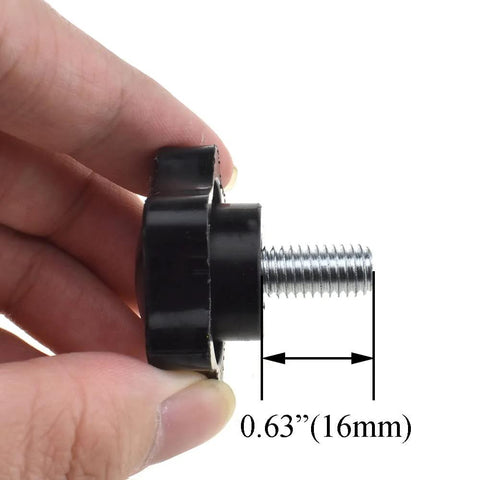 Hex Handle Threaded Knobs With Star Bump Grip for M8 16mm Posts, close-up view showing 38mm screw length and hand-held size