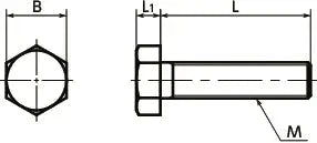 Technical drawing of ✝️ SPVC-M6-25-H-IV NBK Plastic Screw - Hex Head Screws - H-PVC - Made in Japan for automation systems, 1-pack.