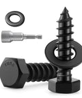 21 Sets 5/16 x 1-1/4 Hex Head Lag Screws with Flat Washers, 304 Stainless Steel 18-8 Black Zinc Plated Heavy Duty Lag Bolts for Wood