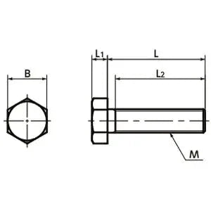 Technical diagram of SPA-M6-10-H-NBK Plastic Screw - Hex Head Screws - RENY - Made in Japan, smooth motion design, 1-pack.