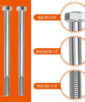 018-0004-00 Hex Head Screw Bolt, for Bad Boy 1/2-13 x 7 Wheel Bolt, High Strength Anti Rust Wheel Fastening Bolt - 2 pcs, dimensions shown