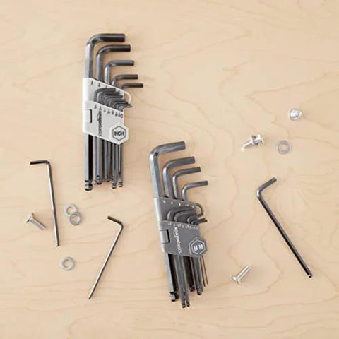 Long Arm Ball End Hex Key Set 26 Piece Metric And Standard Sizes Chrome Vanadium Steel Black Oxide Finish