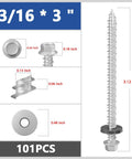 Hex Self Tapping Metal Roofing Screws With EPDM Washer Gray Galvanized Steel Size Number Ten By Three Inches 101 Piece Pack