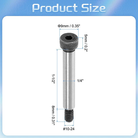 Diagram of Heavy Duty Alloy Steel Hex Socket Shoulder Bolts with 1-1/2 Inch Shoulder Length and 1/4 Inch Diameter, 10-24 Thread