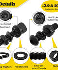 Fgruh 2300PCS M3 Screws with Nuts Assortment Kit showing hex socket cap and button head bolts with washers, black zinc plated.