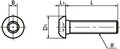 Diagram of SNBS-#10-32-3/4 NBK Hex Socket Head Cap Screws - Inch Thread- Pack of 10 dimensions, side and top views.