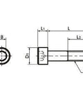 Technical diagram of ✝️ SNSTG-M6-35 NBK Hex Socket Head Cap Screws - High Intensity Titanium Alloy- Made in Japan, details dimensions.