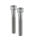 Two metal SNSS-3/8-16-1/2 NBK Hex Socket Head Cap Screws - Inch Thread- Made in Japan, designed for smooth motion and stable alignment.