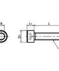 Technical drawing of ✝️ SNSMN-M6-30 NBK Hex Socket Head Cap Screws (Monel 400 equiv.)- Made in Japan showing dimensions and side view.